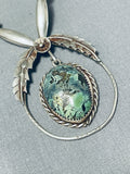 Superb Vintage Native American Navajo Pilot Mountain Turquoise Sterling Silver Necklace-Nativo Arts