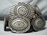 Superior Heavy Vintage Taos Sterling Silver Concho Belt Native American Old-Nativo Arts