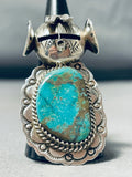 Astonishing Native American Navajo Royston Turquoise Sterling Silver Ring Signed Nel Morton-Nativo Arts