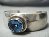 Vibrant Vintage Native American Navajo Blue Topaz Sterling Silver Bracelet Old-Nativo Arts