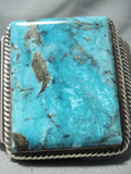 Bulky Native American Navajo Squared Turquoise Rick Martinez Sterling Silver Bracelet-Nativo Arts