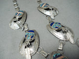 Important Vintage Native American Navajo Tommy Jackson Turquoise Inlay Sterling Silver Necklace-Nativo Arts