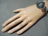 Eddy Cooyate Native American Zuni Turquoise Synthetic Opal Needlepoint Sterling Silver Bracelet-Nativo Arts