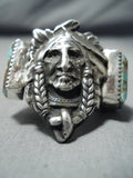 One Of The Most Detailed Ever Native American Turquoise Sterling Silver Ring-Nativo Arts