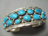 Amazing Tommy David Vintage Native American Navajo Sky Blue Turquoise Sterling Silver Bracelet-Nativo Arts