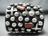 Monster Native American Navajo Coral Sterling Silver Bracelet-Nativo Arts