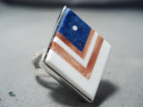 Important Navajo Flag Lapis Sterling Silver Flag Ring Native American-Nativo Arts