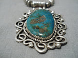 Stunning Vintage Navajo Turquoise Kwy Sterling Silver Native American Necklace-Nativo Arts
