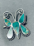 Exceptional Vintage Native American Navajo Turquoise Sterling Silver Butterfly Pin-Nativo Arts