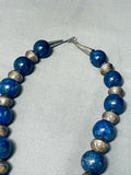 282 Grams Best Vintage Native American Navajo Lapis Sterling Silver Ball Necklace-Nativo Arts