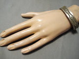 Hand Tooled Vintage Native American Navajo Thicker Sterling Silver Bracelet Cuff-Nativo Arts
