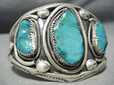 Museum Vintage Native American Navajo Turquoise Sterling Silver Heavy Bracelet-Nativo Arts