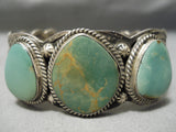 Opulent Vintage Native American Navajo 3 Stone Royston Turquoise Sterling Silver Bracelet-Nativo Arts