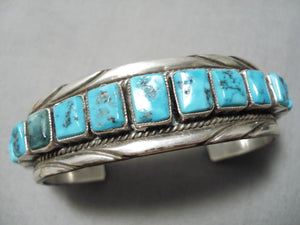 Impressive Vintage Navajo Turquoise Sterling Silver Bracelet Native American-Nativo Arts