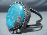 Rare Vintage Native American Navajo Carico Lake Turquoise Sterling Silver Bracelet Old-Nativo Arts