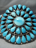 Ocean Blue Turquoise Vintage Native American Navajo Sterling Silver Bracelet Cuff Old-Nativo Arts