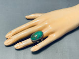 Important Vintage Native American Navajo Gibson Nez Green Turquoise Sterling Silver Ring-Nativo Arts