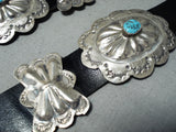 Signed Vintage Native American Navajo Sleeping Beauty Turquoise Sterling Silver Concho Belt-Nativo Arts