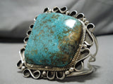 Magnificent Vintage Native American Navajo Herb Nez #8 Turquoise Sterling Silver Bracelet-Nativo Arts