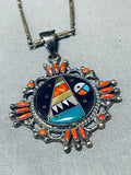 Older And Unique Vintage Turquoise Sterling Silver Sun Necklace-Nativo Arts