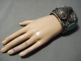 Exceptional Native American Navajo Turquoise Sterling Silver Buffalo Bracelet-Nativo Arts