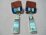Important Vintage Native American Navajo Hank Whitethorne Turquoise Sterling Silver Earrings-Nativo Arts