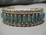 Amazing Vintage Native American Navajo Deepset Turquoise Sterling Silver Bracelet Old-Nativo Arts