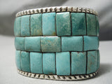 One Of The Best Native American Green Turquoise Inlay Sterling Silver Bracelet-Nativo Arts