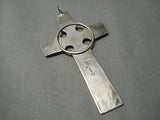 Tremendous Vintage Navajo Sterling Silver Native American Cross Pendant-Nativo Arts