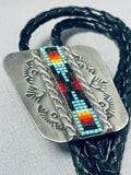Mesmerizing Native American Navajo Turquoise Sterling Silver Bolo Tie-Nativo Arts