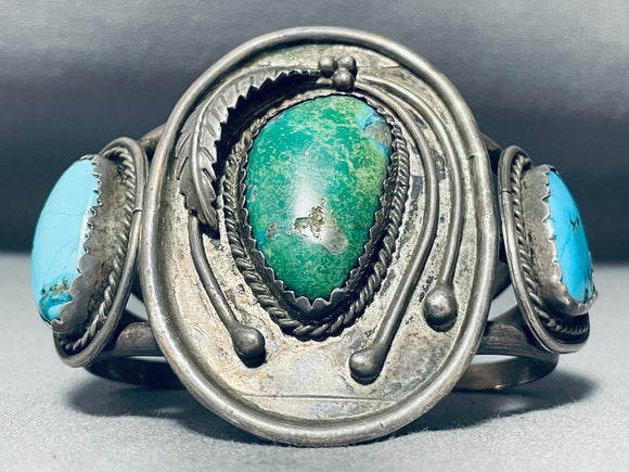 Museum Quality Vintage Native American Navajo Turquoise Sterling Silver Bracelet-Nativo Arts