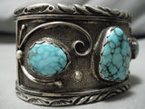 Very Rare Blue Thunder Turquoise!! Vintage Native American Navajo Sterling Silver Bracelet-Nativo Arts
