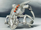 Native American Very Rare Horny Toad Coral 144 Gram Sterling Silver Bracelet Cuff-Nativo Arts