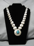 One Of Most Intricate Vintage Native American Navajo Turquoise Sterling Silver Bead Necklace Old-Nativo Arts