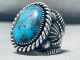 Opulent Del Gordan Vintage Native American Navajo Bisbee Turquoise Sterling Silver Ring-Nativo Arts