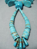 One Of Best #8 Turquoise Slab Vintage Native American Navajo Sterling Silver Necklace-Nativo Arts