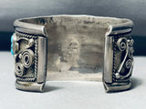 Jack Chatter 101 Grams Vintage Native American Navajo Turquoise Sterling Silver Bracelet-Nativo Arts