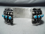 Snake Eyes Vintage Native American Navajo Sleeping Beauty Turquoise Sterling Silver Bracelet-Nativo Arts