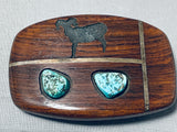 One Of Most Unique Vintage Native American Navajo Turquoise Contemporist Sterling Silver Buckle-Nativo Arts