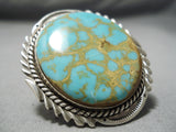 Fantastic Vintage Native American Navajo Spiderweb Turquoise Sterling Silver Ring Old-Nativo Arts