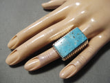 Big Huge Vintage Native American Navajo Kingman Turquoise Sterling Silver Ring Old-Nativo Arts