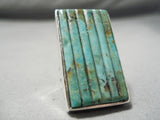 One Of The Best Native American Navajo Corn Row Royston Turquoise Sterling Silver Ring-Nativo Arts