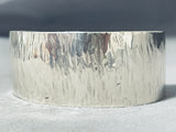 Tremendous Vintage Native American Navajo Large Sterling Silver Hammered Bracelet-Nativo Arts