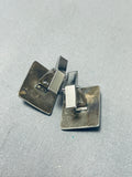 Marvelous Vintage Native American Navajo Kingman Turquoise Sterling Silver Square Cuff Links-Nativo Arts