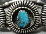 Heavy Thick Vintage Native American Navajo Turquoise Sterling Silver Basket Bracelet Old-Nativo Arts