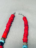 Incredible Singer Native American Navajo Sterling Silver Turquoise Coral Necklace-Nativo Arts