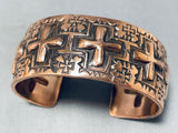 Heavy Detailed Cross Native American Navajo Important Copper Bracelet Cuff-Nativo Arts