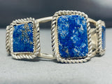 Native American Amazing Triple Squared Lapis Southwest Sterling Silver Bracelet-Nativo Arts