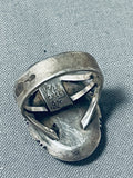 Important Vintage Native American Navajo Old Kingman Turquoise Sterling Silver Ring-Nativo Arts