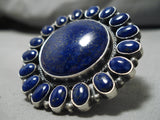 Biggest Best Native American Navajo Lapis Sterling Silver Ring-Nativo Arts